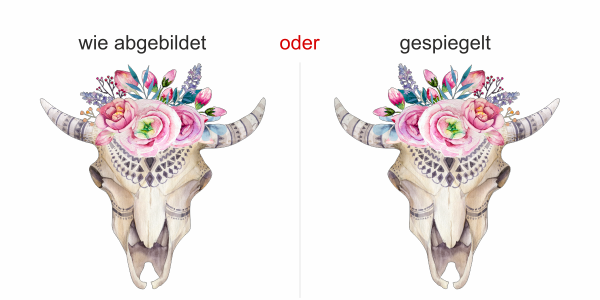 Preview: aufkleber Blumenschmuck mit Totenkopf - Ansicht Ausrichtung