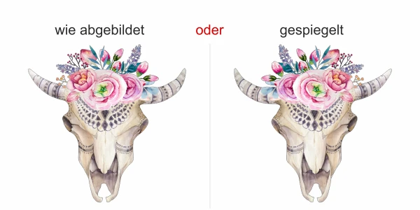 aufkleber Blumenschmuck mit Totenkopf - Ansicht Ausrichtung