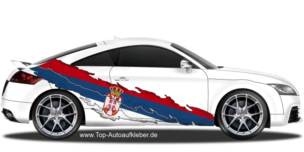 Sticker Die Flagge von Serbien | Autoaufkleber Set für beide Fahrzeugseiten
