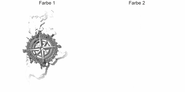 Preview: Wohnmobildekor Kompass und Weltkarte mit Bergen