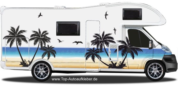 Preview: Camper Dekor Strand und Palmen | Set für beide Fahrzeugseiten Preview: Camper Dekor Strand und Palmen | Set für beide Fahrzeugseiten