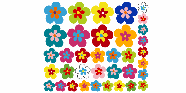 Hippie Blumen Aufkleber Set zur individuellen Platzierung
