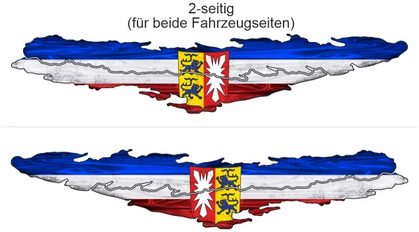 Flagge von Schleswig-Holstein als Autoaufkleber | Set für beide Fahrzeugseiten