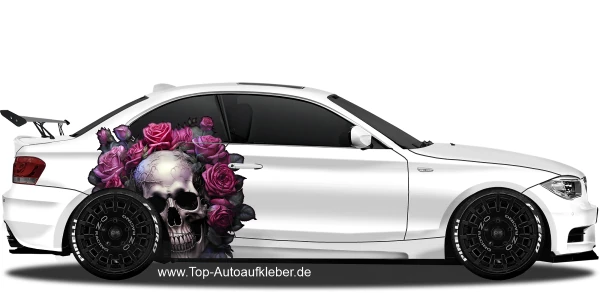 Autosticker Rosen Totenschädel | Set für beide Fahrzeugseiten