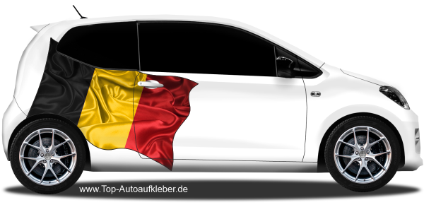 Preview: Autoaufkleber Fahne von Belgien auf Fahrzeugseite von Kleinwagen
