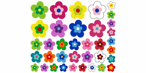 Hippie Flower Power Blüten Aufkleber Set