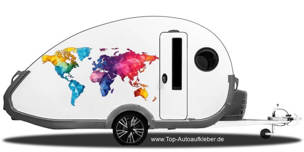 Caravanaufkleber farbige Weltkarte