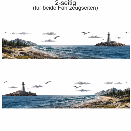 Preview: Reisemobil Aufkleber Berge und Meer | Set für beide Fahrzeugseiten