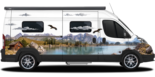 Reisemobil Aufkleber Bergsee | Set für beide Fahrzeugseiten