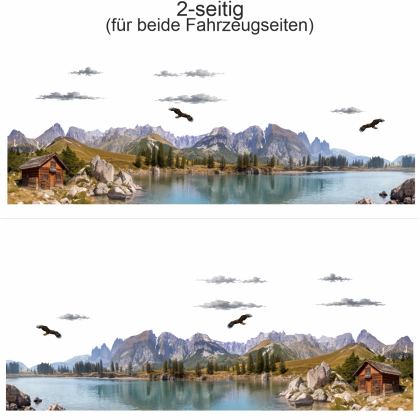 Preview: Reisemobil Aufkleber Bergsee | Set für beide Fahrzeugseiten