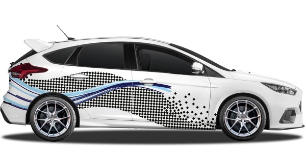 Aufkleber für das Auto Zieflagge mit Wellen Design