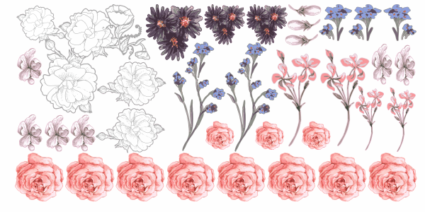 Preview: Autoaufkleber Blüten Set | Frei platzierbares Blumen Set