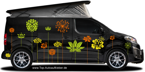 Preview: Autoaufkleber Bunter Blumenschmuck | Frei platzierbares Blumen Set