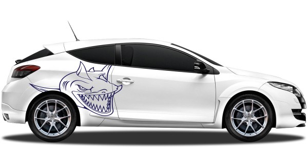 Preview: Autoaufkleber Gefährlicher Hai | Set für beide Fahrzeugseiten