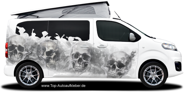 Preview: Autoaufkleber Totenschädel Gothic | Set für beide Fahrzeugseiten Preview: Autoaufkleber Totenschädel Gothic | Set für beide Fahrzeugseiten
