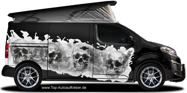 Preview: Autoaufkleber Totenschädel Gothic | Set für beide Fahrzeugseiten Preview: Autoaufkleber Totenschädel Gothic | Set für beide Fahrzeugseiten