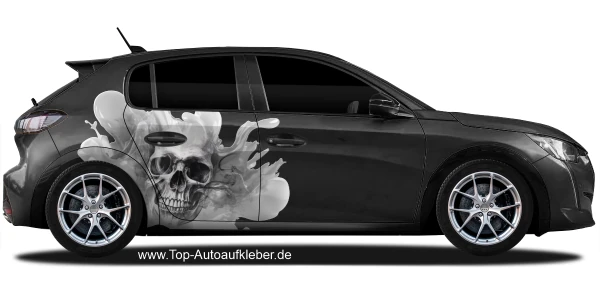 Autoaufkleber Totenschädel Splash auf dunklem Fahrzeug in Wunschfarbe