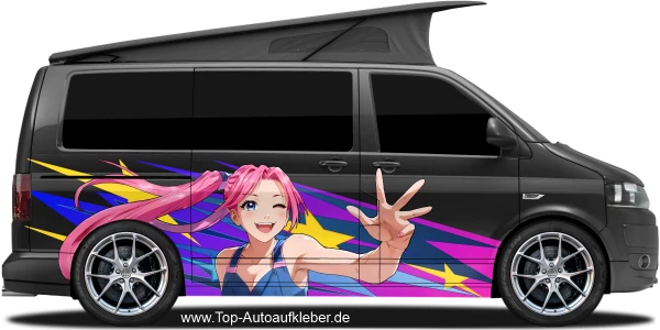 Autodekor Kawaii Anime Girl auf dunklem Van
