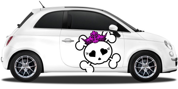 Preview: Autofolie Totenschädel Prinzessin | Set für beide Fahrzeugseiten