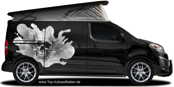 Preview: Camperaufkleber Totenschädel Splash | Set für beide Fahrzeugseiten Preview: Camperaufkleber Totenschädel Splash | Set für beide Fahrzeugseiten