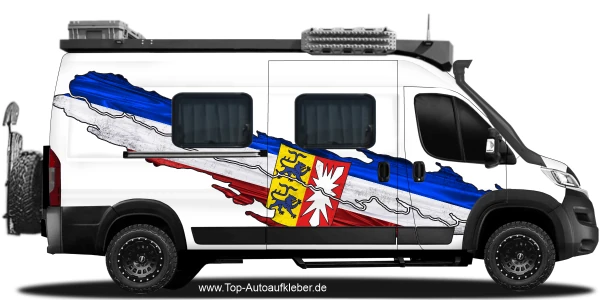 Aufkleber Flagge von Schleswig-Holstein auf Fahrzeugseite von Kastenwagen