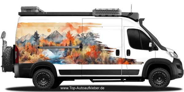 Preview: Sonnenuntergang im Gebirge | Set für beide Fahrzeugseiten (in 8 Varianten erhältlich)