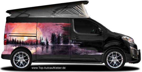 Preview: Sonnenuntergang im Gebirge | Set für beide Fahrzeugseiten (in 8 Varianten erhältlich)