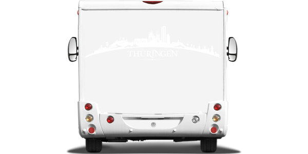 Preview: Wohnmobilaufkleber Skyline Thüringen auf hellem Wohnmobil - Ansicht Farbauswahl