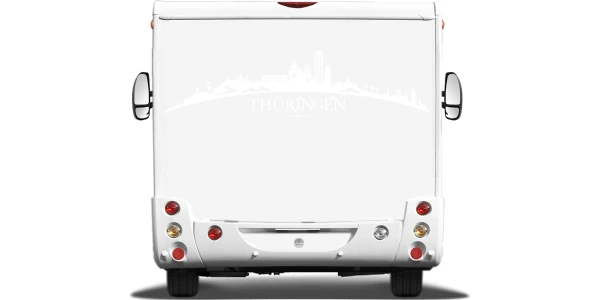 Wohnmobilaufkleber Skyline Thüringen auf hellem Wohnmobil - Ansicht Farbauswahl