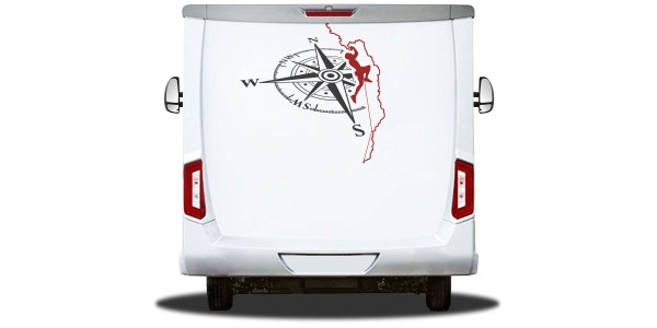 Preview: Heckscheibenaufkleber Kletterer mit Kompass