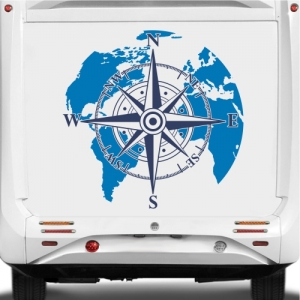 Kompass Weltkarte Wohnwagen Auto Aufkleber Aufkleber Camper