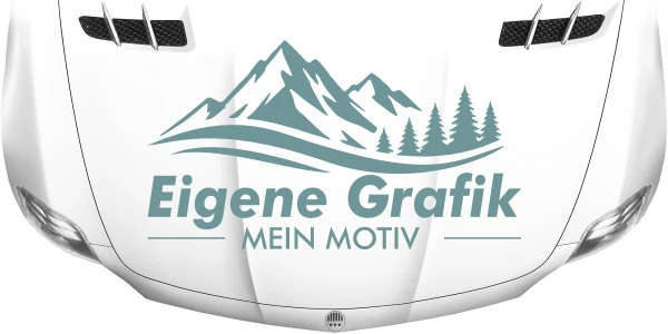 Aufkleber Eigenes Motiv einfarbig auf heller Motorhaube