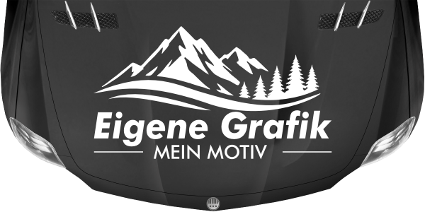 Preview: Aufkleber Eigenes Motiv einfarbig auf dunkler Motorhaube - Ansicht Farbauswahl