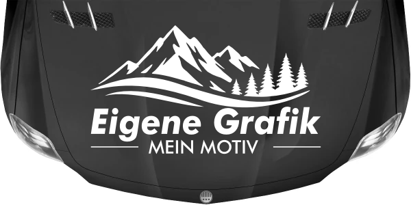 Aufkleber Eigenes Motiv einfarbig auf dunkler Motorhaube - Ansicht Farbauswahl