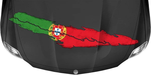 Aufkleber Fahne Portugal auf dunkler Motorhaube