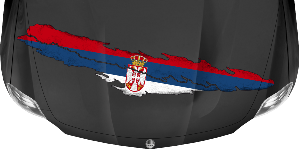 Preview: Aufkleber Fahne Serbien Preview: Aufkleber Fahne Serbien auf dunkler Motorhaube