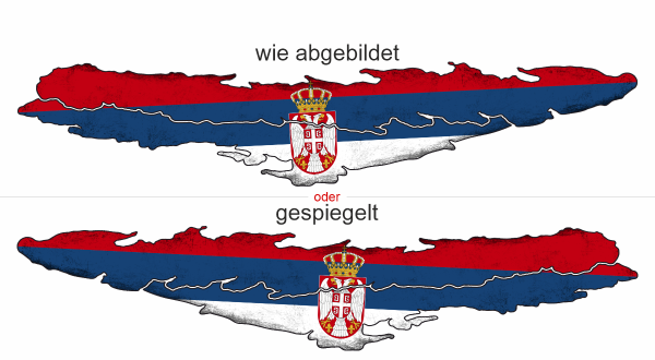 Preview: Aufkleber Fahne Serbien Preview: Aufkleber Fahne Serbien - Ansicht Ausrichtung