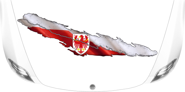 Preview: Aufkleber Fahne Südtirol Preview: Aufkleber Fahne Südtirol auf heller Motorhaube