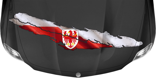 Preview: Aufkleber Fahne Südtirol Preview: Aufkleber Fahne Südtirol auf dunkler Motorhaube