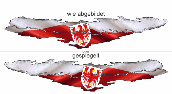 Preview: Aufkleber Fahne Südtirol Preview: Aufkleber Fahne Südtirol - Ansicht Ausrichtung