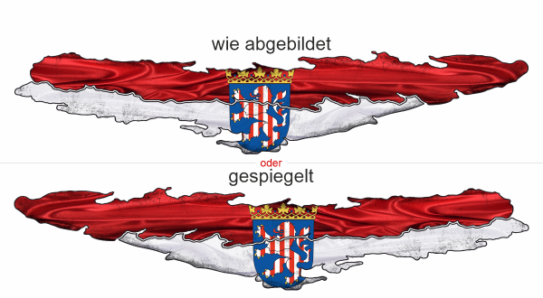 Die Hessische Flagge zum Aufkleben - Ansicht Ausrichtung
