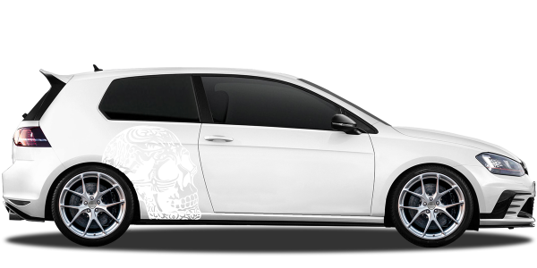 Preview: Autotattoo Totenkopf mit Figuren | Set für beide Fahrzeugseiten
