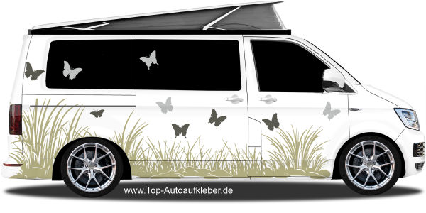 Preview: Autoaufkleber Gräser und Schmetterlinge | Set für beide Fahrzeugseiten Preview: Autoaufkleber Gräser und Schmetterlinge | Set für beide Fahrzeugseiten