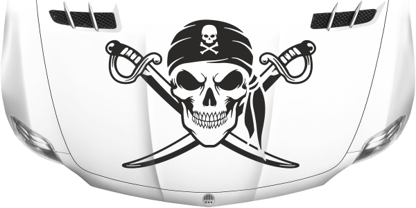 Autoaufkleber Totenkopf mit gekreuzten Schwertern