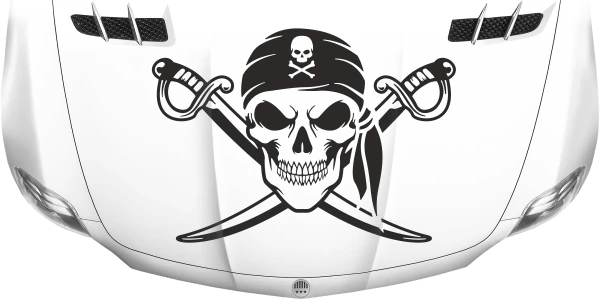 Aufkleber Totenkopf mit gekreuzten Schwertern
