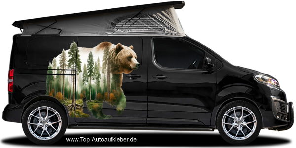 Preview: Aufkleber Walddesign Grizzly Bär | Set für beide Fahrzeugseiten Preview: Aufkleber Walddesign Grizzly Bär | Set für beide Fahrzeugseiten