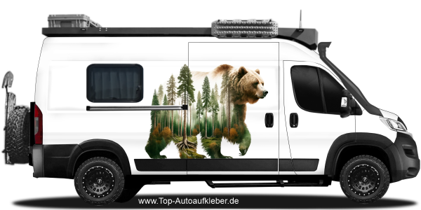 Aufkleber Walddesign Grizzly Bär auf Wohnmobil