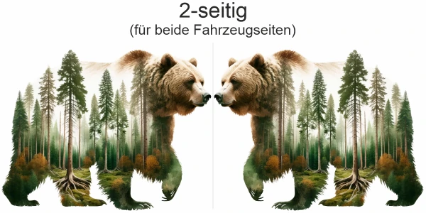 Aufkleber Walddesign Grizzly Bär - Ansicht für beide Fahrzeugseiten