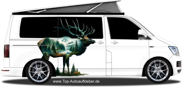 Aufkleber Walddesign Hirsch auf Van