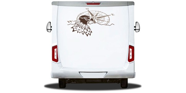 Preview: Heckscheibenaufkleber Adler mit Kompass